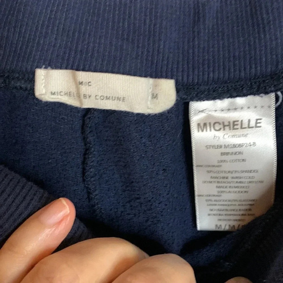 EUC womens  MICHELLE BY COMUNE navy blue sweatpants size medium - Picture 3 of 7